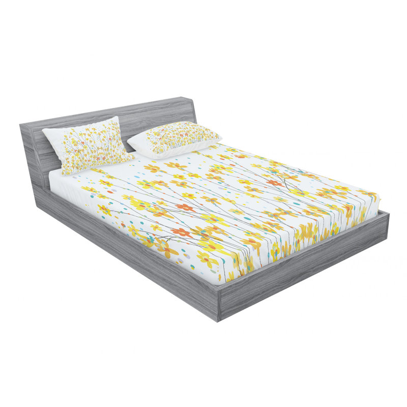Daffodil Microfiber Floral Sheet Set, Full Sheet Set with Fitted Sheet, Daffodil Floral 2