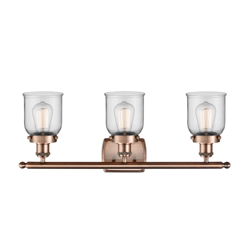 Ballston Urban Bell - 3 Light 26" Bath Vanity Light, Clear, Incandescent, Antique Copper