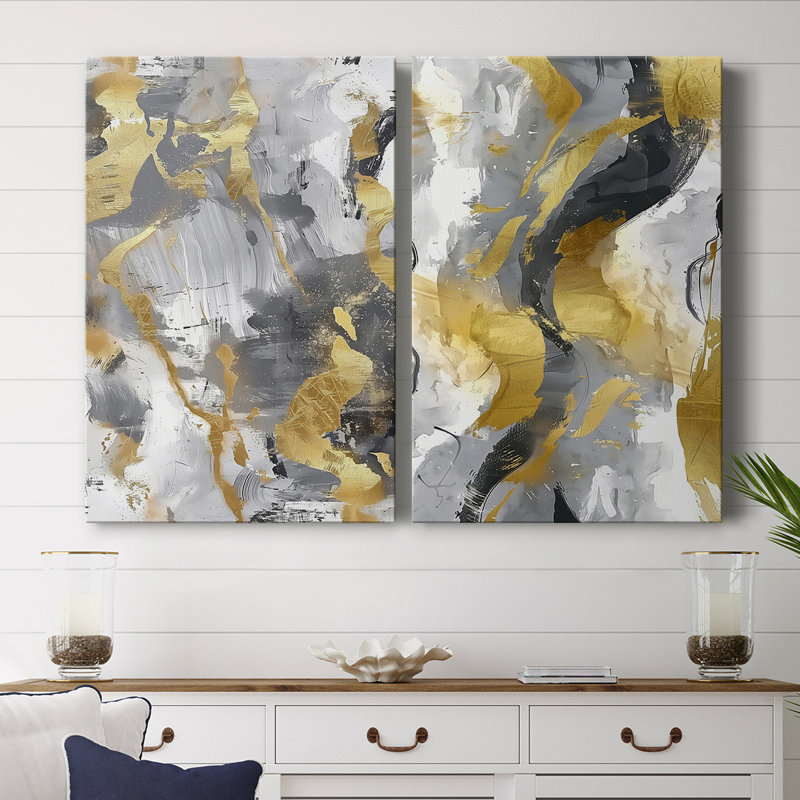 ABSTRACT Series cmxxxiv - Toile tendue avec châssis de qualité supérieure - Prêt à être accroché, H 36 po x l 48 po