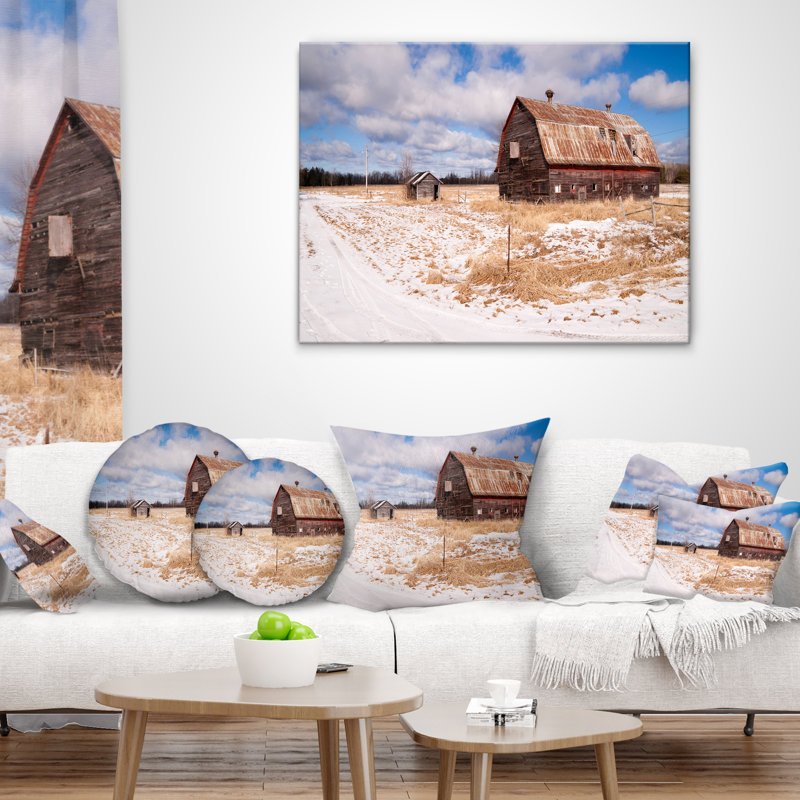 Coussin Schafer Farm Field Barn, 18 po x 18 po, Coussin décoratif