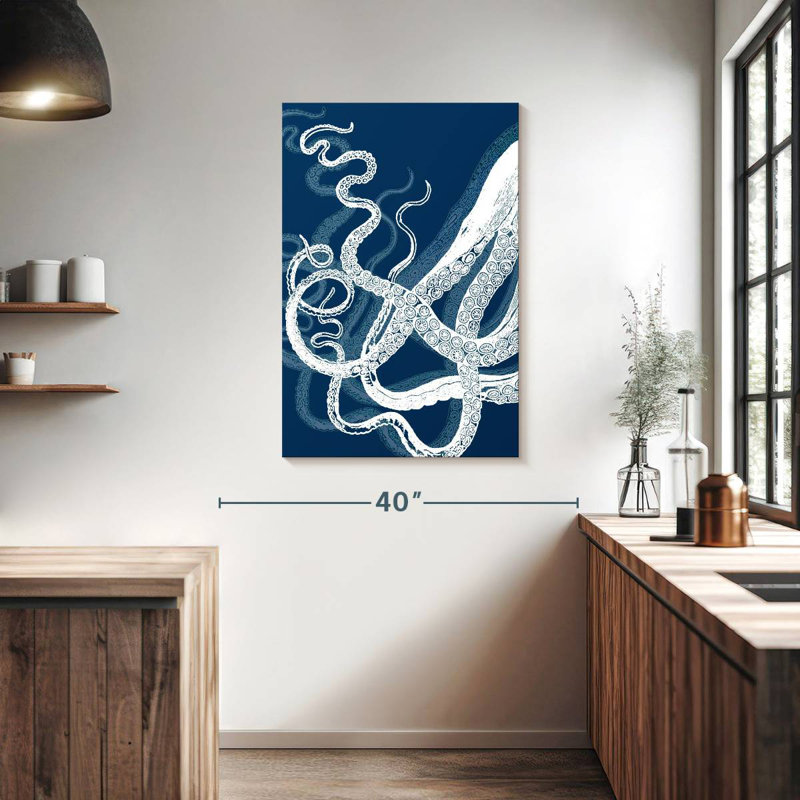 Brampt Octopus Tentacles Blue And White, 39" H x 26" W