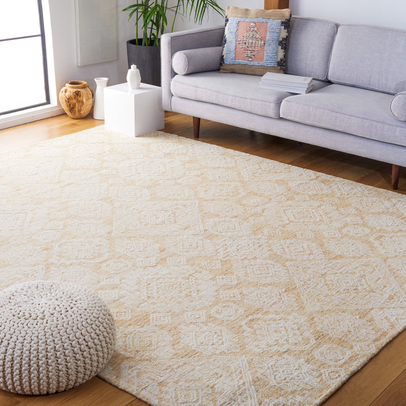 Tapis géométrique en laine et en coton touffeté à la main Droz, Rectangle 6 pi x 9 pi