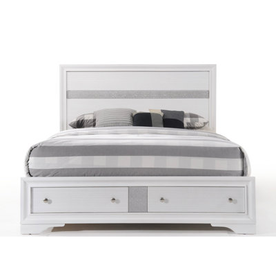 Lit de rangement bas à profil bas blanc avec 5 lattes et panneaux, aucun sommier requis, matelas de 81 po convenant à 8 pieds de soutien, compatibilité