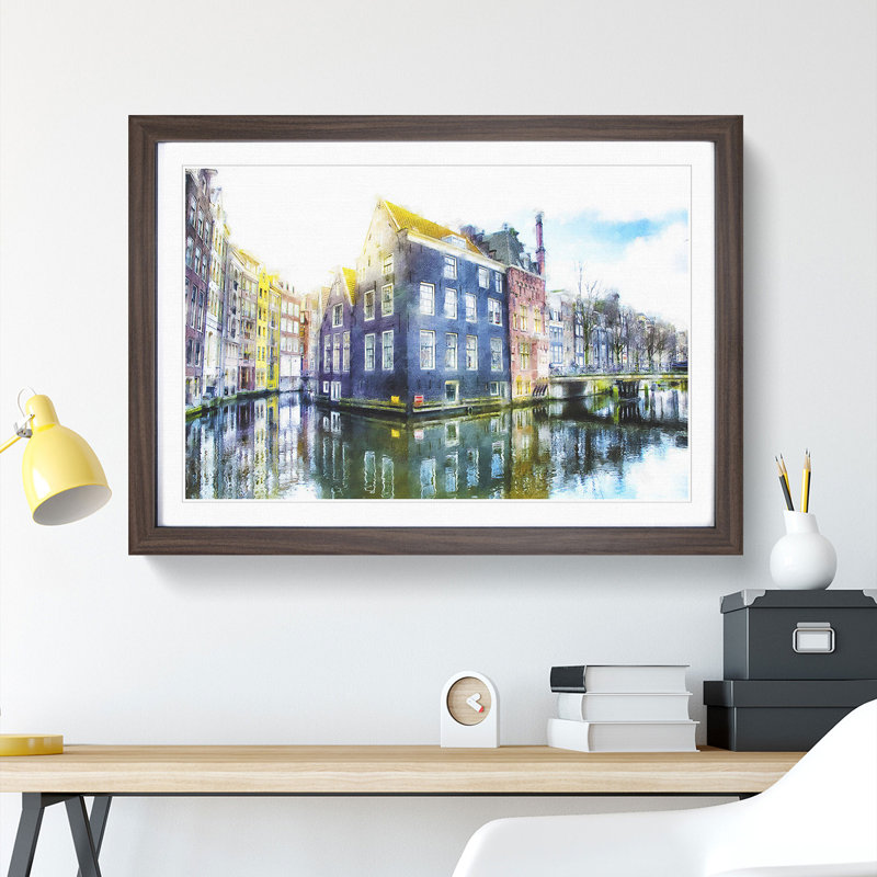 Reflections of Amsterdam - Framed Print, 33cm H x 45cm W x 2cm D, Walnut Framed