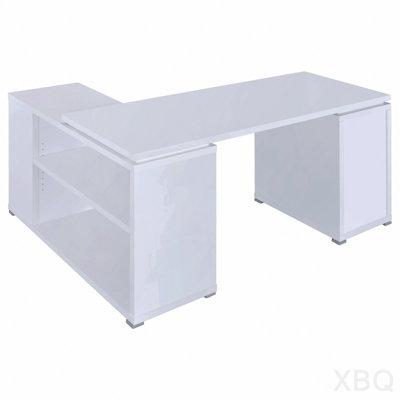 White Driftwood 3-Drawer L-Shape Computer Desk