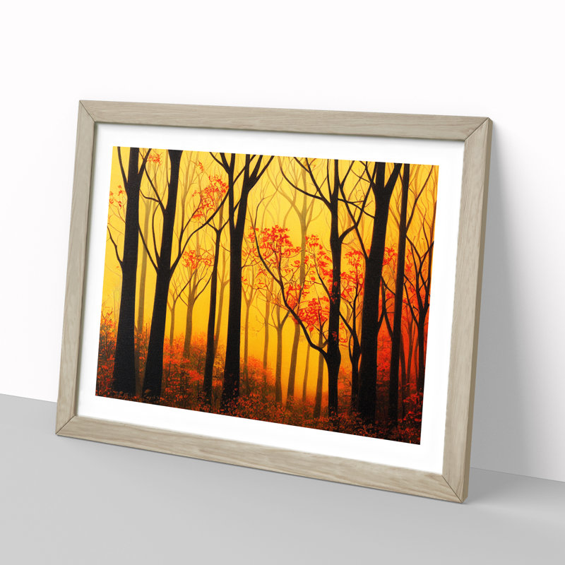 XH1022-984X A Sumptuous Autumn Forest - Single Picture Frame Print, 46cm H x 64cm W x 2cm D, Oak