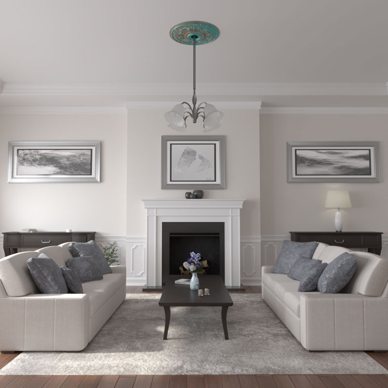Médaillon de plafond Endurathane rose, DO 30 7/8 po x P 3 5/8 po x P 1 3/8 po (convient aux auvents jusqu'à 5 1/4 po), finition laiton peint à la main