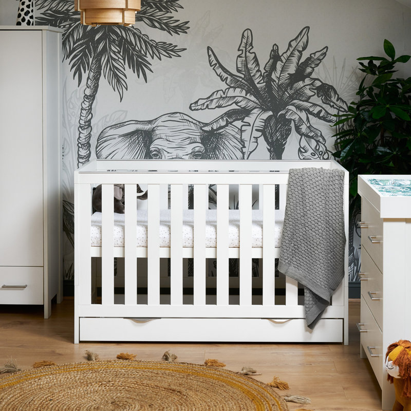Nika Cot Bed & Under Drawer - White Wash