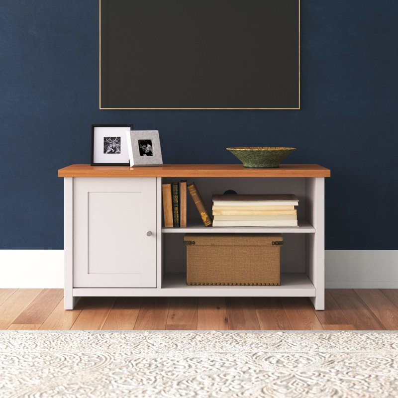 Acel Unfinished TV Stand for TVs up to 42", Soft Grey/Beige