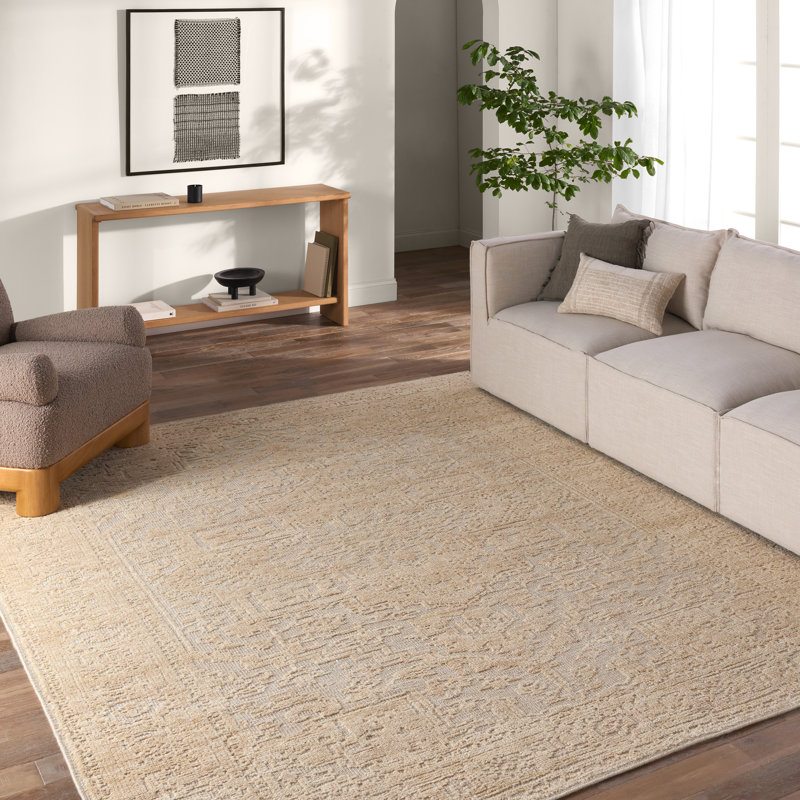 Jaipur Living Pranhita APS01 Handknotted Medallion Tan and Cream Area Rug (9'x12'), Rectangle 1' x 12'