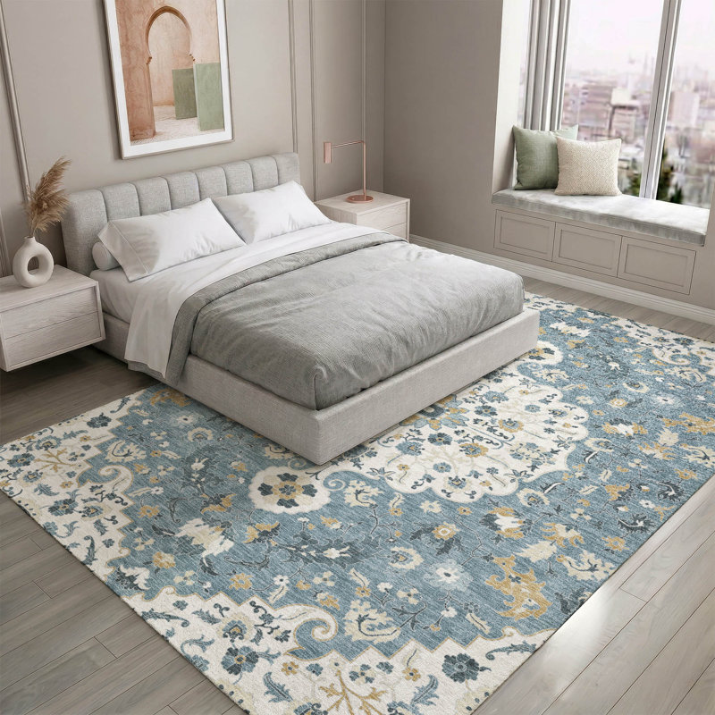 Tapis traditionnel lavable à la machine Premium Premium AMF2463, Ivoire ivoire, 3 pi x 5 pi