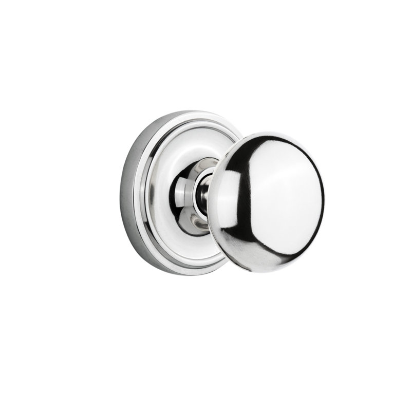Rosette classique avec bouton de porte New York, Chrome brillant, 2 3/8 po