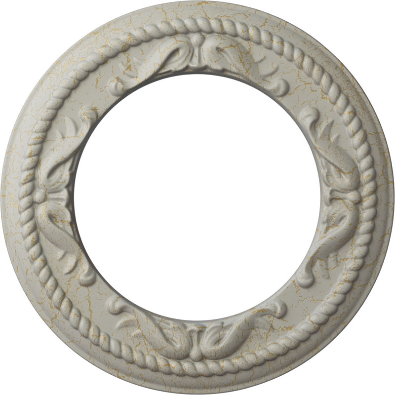 Médaillon de plafond H 12,25 po x l 12,25 po x P 0,875 po, Pot de crème craquelé