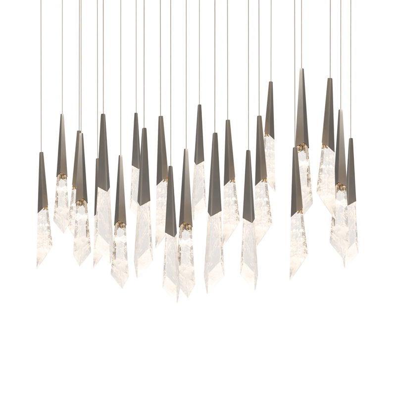 Solitude 23 Light Crystal LED Multi-Light Pendant, Antique Nickel