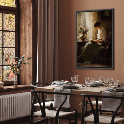 «Elegant Woman lecture sur toile», peinture figurative classique pour chambre à coucher ou bureau