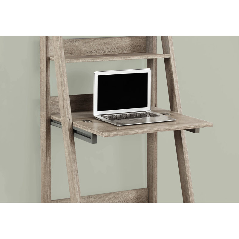 Bureau d'ordinateur contemporain contemporain, hauteur 61 po - Tablettes en stratifié brun d'une hauteur de 61 po pour bureau, stratifié taupe, satisfaction de travail accrue
