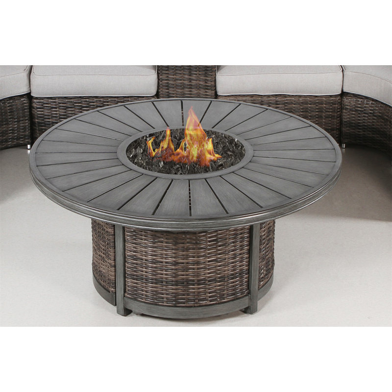 Propane Outdoor Fire Pit Table, Brown, 25" H x 53" W x 53" D