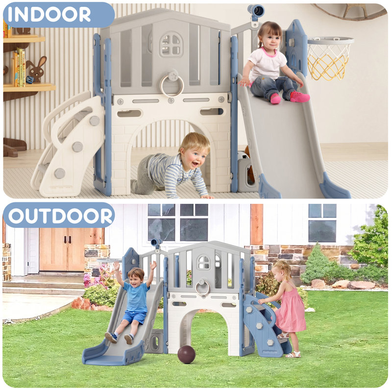 Ensemble de jeu extérieur 8 en 1 pour enfants, Bleu/gris