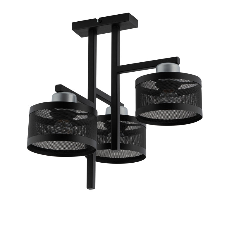 Daanish 3 - Light Drum Chandelier, Silver/Black