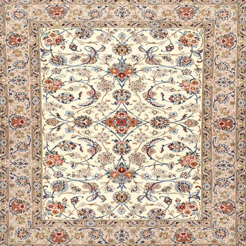 Tapis beige/gris traditionnel, Carré 4 pi