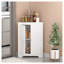Armoire de coin blanche avec 2 portes et tablette réglable pour salle de bain ou salon