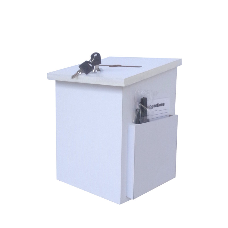 FixtureDisplays® Comment Collection Box Suggestion Donation Box charity box Ballot Box 7.5"W x 7.5"H x 9-7/8" D 15659-White