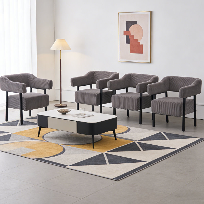 Modern Metal Frame Accent Chair Armchair For Living Room,Bedroom(Set of 4), Gray, Black
