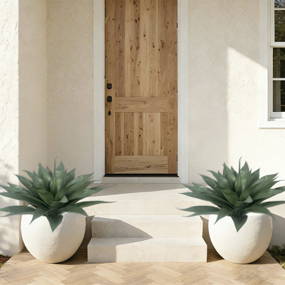 Ensemble de 2 plantes artificielles en agave de 16 pouces résistantes aux rayons UV avec piquets de sol pour la décoration de jardin intérieur et extérieur