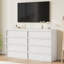 Commode 8 tiroirs pour la chambre à coucher, commode de rangement autoportante en bois à conception horizontale large, organisateur pour le salon, le couloir ou l'entrée