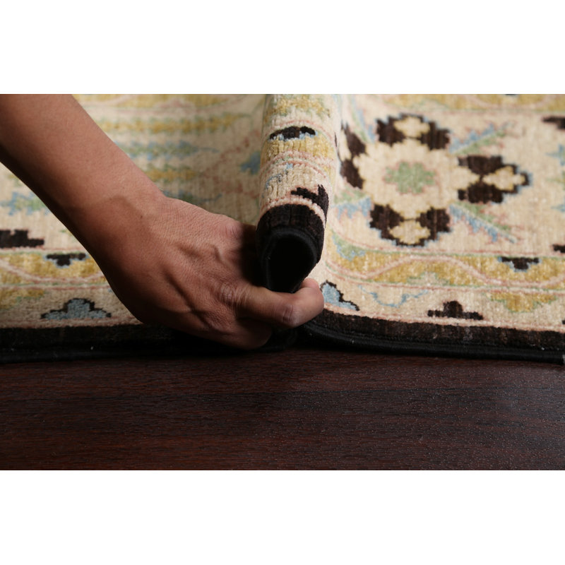 Tapis brun / noir en laine noué à la main de conception unique 8 pi 9 po x 11 pi 8 po New Age