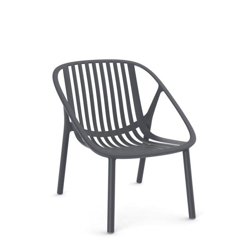 Fauteuil de salle à manger empilable Bini, Gris foncé