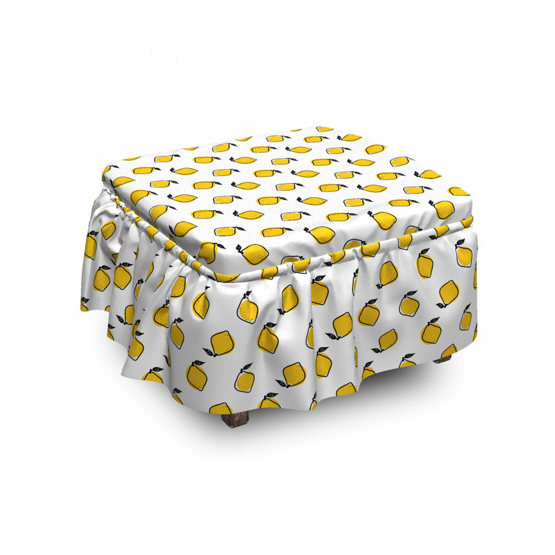 Ensemble de housse pour repose-pieds à coussins carrés 2 pièces doodle citrons