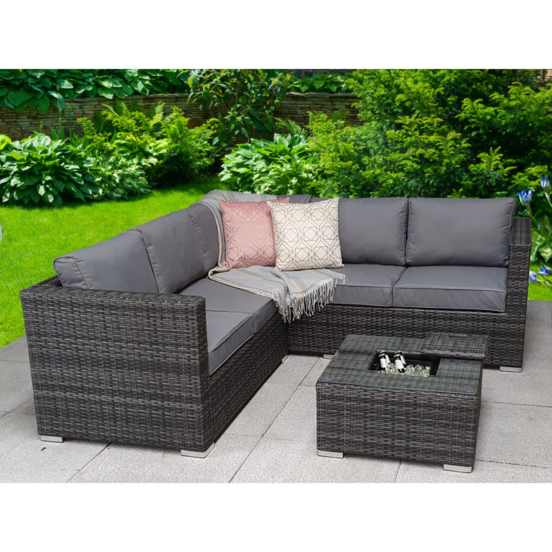 Mumbai 4 - Person Seating Group with Cushions, Grey, Grey