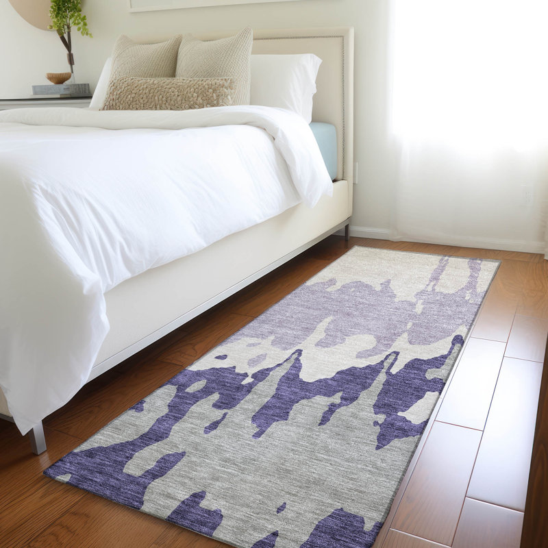 Premium Machine Washable Prisco Purple Rug, Runner 2'3" x 7'6"