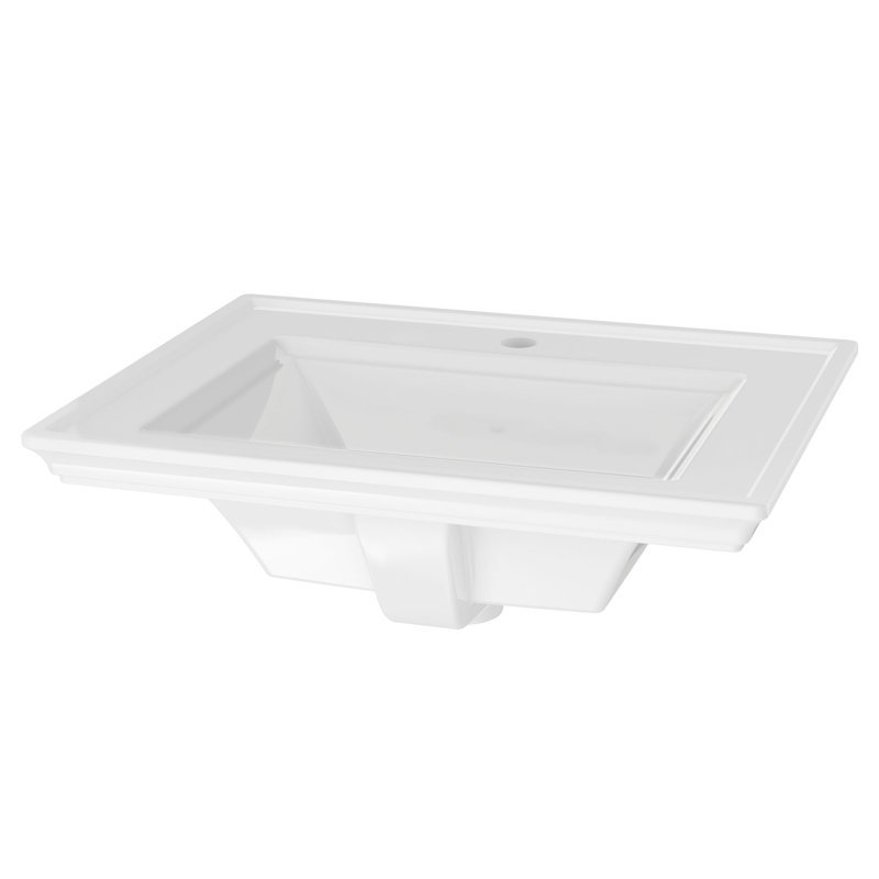 Lavabo de salle de bain rectangulaire encastré en céramique blanc avec trop-plein Town, Simple