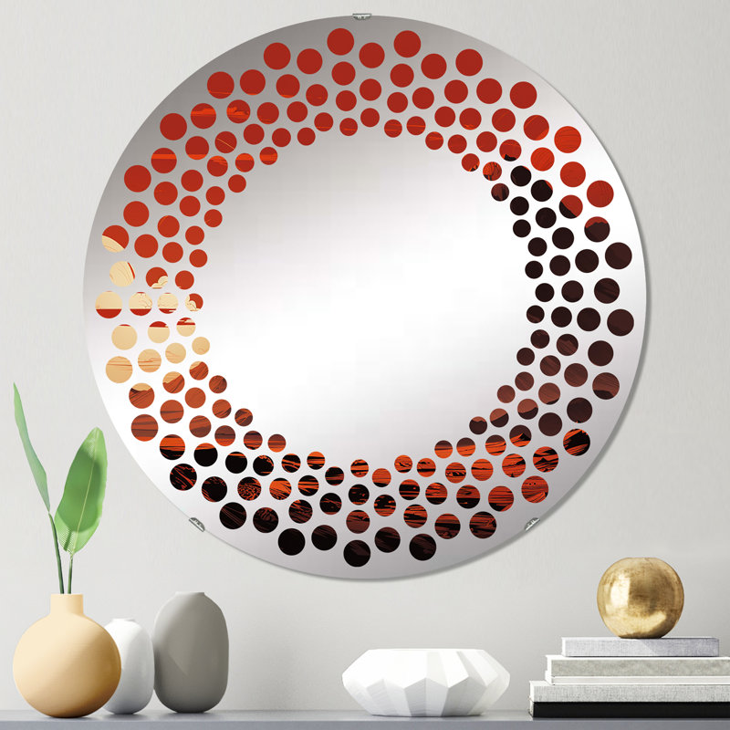 Miroir mural rond, H 24 po x l 24 po, Red And Grey Volcano Landscape II