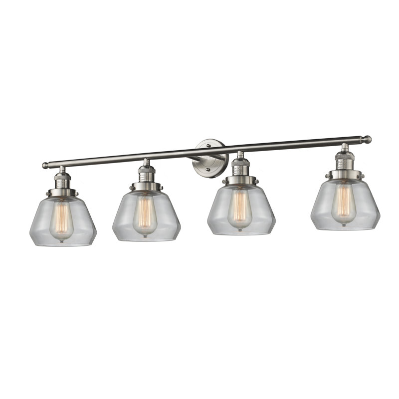 Lumière de vanité de 4-lumière Reyhani, Brushed Satin Nickel, Clear