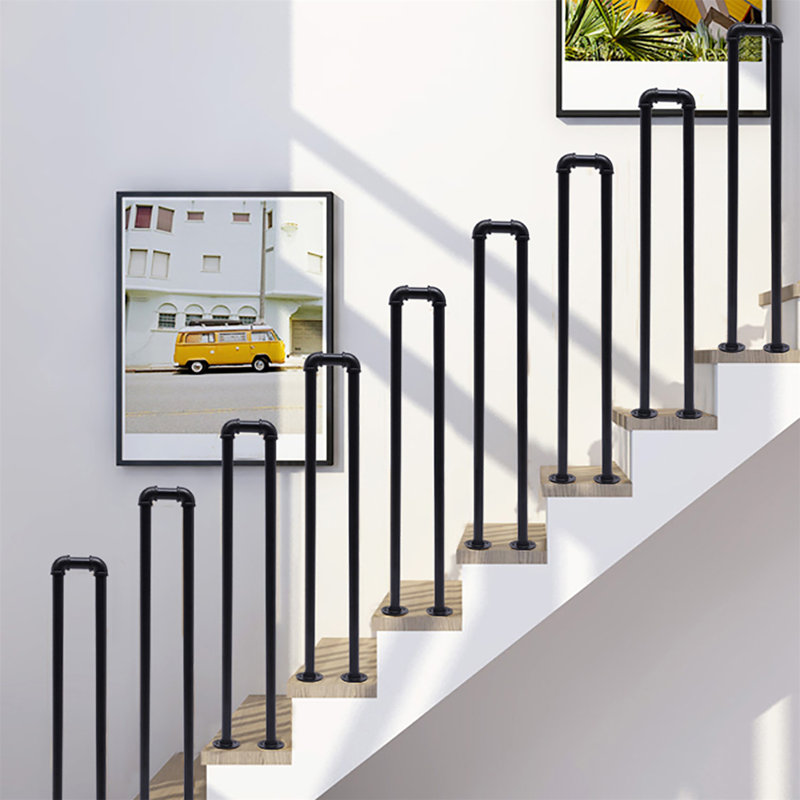 Industrial U-Shaped Stair Handrail, 39.37" H
