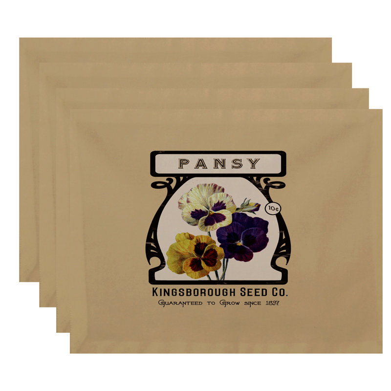 Ensemble de napperons 4 pièces Alberts Valley Pansy, Taupe