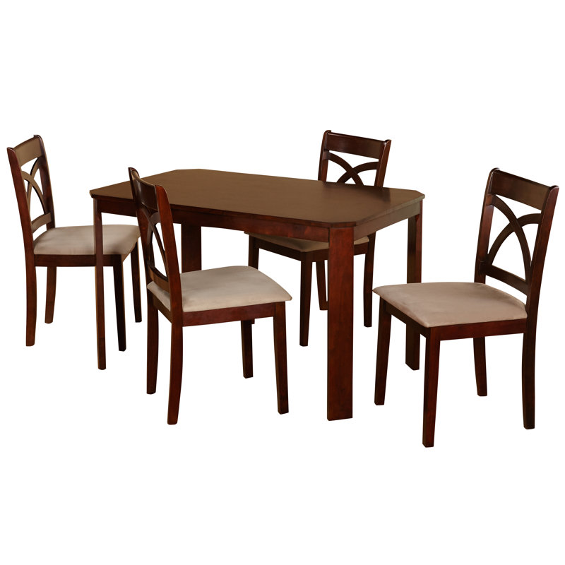Brozak 4 - Person Solid Wood Solid Wood Top Four Leg Dining Set, Espresso