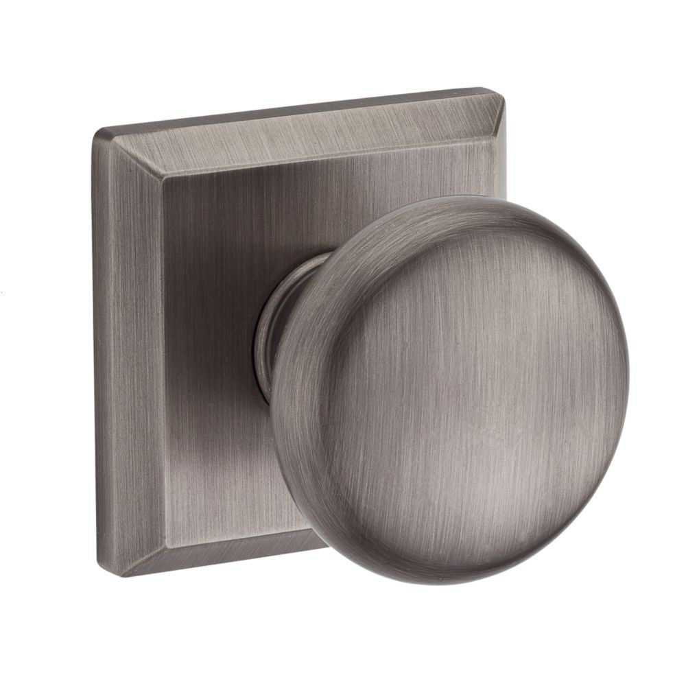 Round Single Dummy Door Knob with Traditional Square Rose Baldwin 
