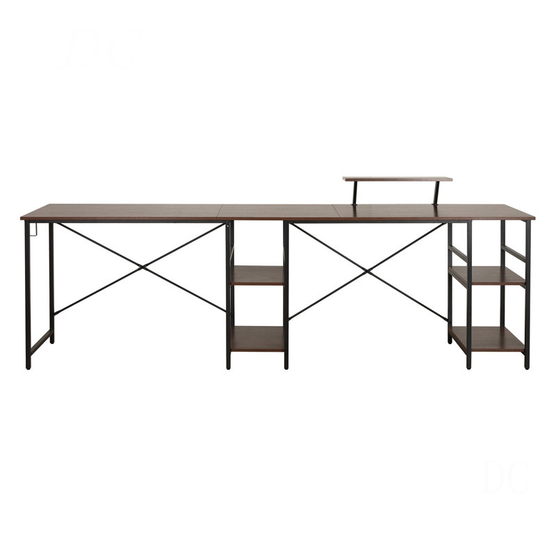 Bureau industriel en L avec tablettes de rangement Techni Mobile