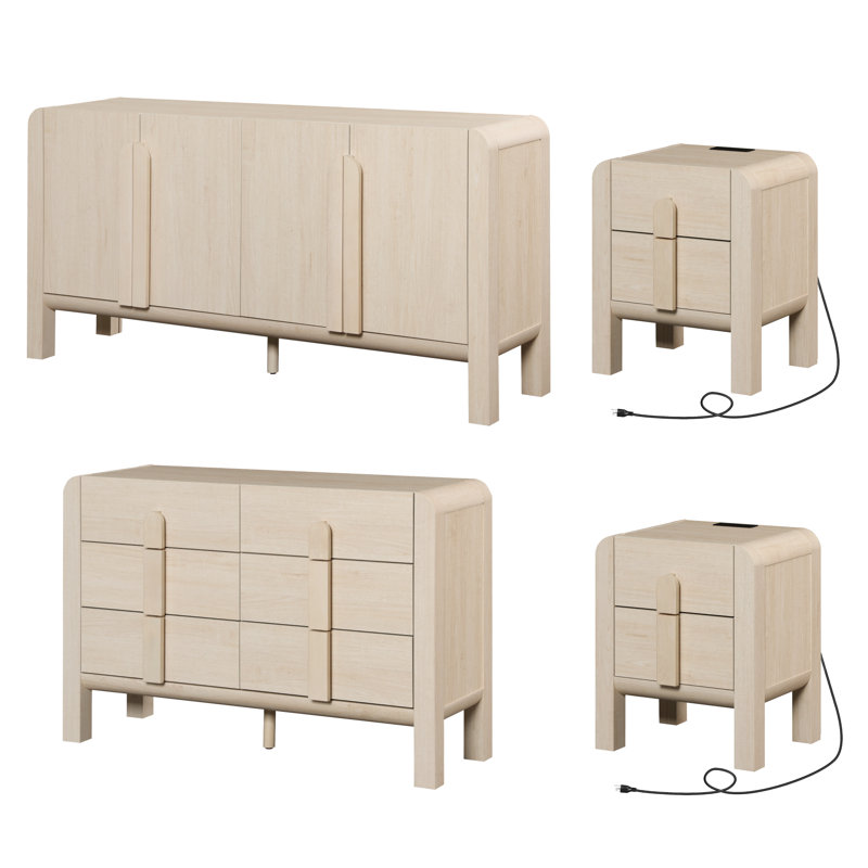 Ensemble de commode 6 tiroirs Adora, Beige