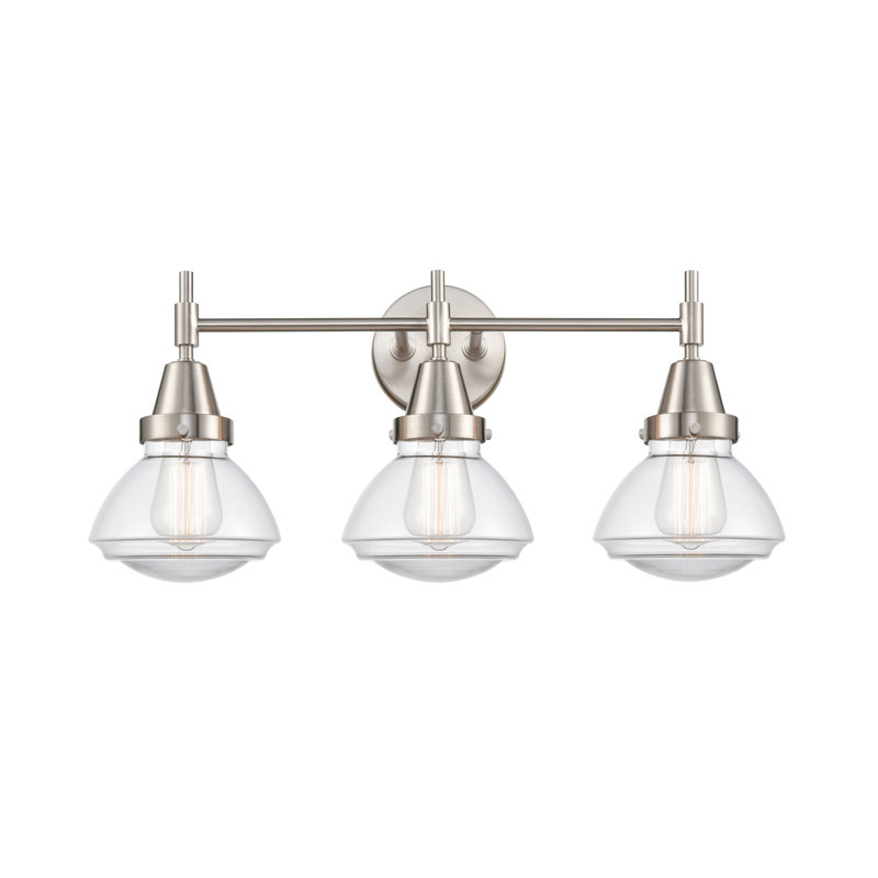 Gayle 3 - Light Dimmable Vanity Light, Clear, 4 Watt Vintage LED Bulb, Satin Nickel