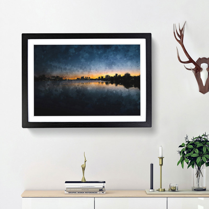 Cambridge Massachusetts Skyline - Picture Frame Graphic Art Print, Black Framed, 62cm H x 87cm W x 2cm D