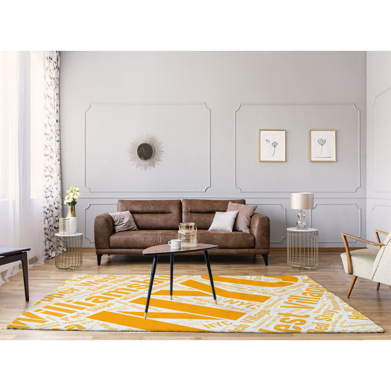 Tapis de zone orange à tissage plat poils longs, Rectangle 8 pi x 10 pi