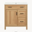 Meuble-lavabo de salle de bain en bois massif de 76 cm (30 pouces), avec cadre en bois massif, 1 porte à fermeture amortie, 2 tiroirs à fermeture amortie et tablette réglable.