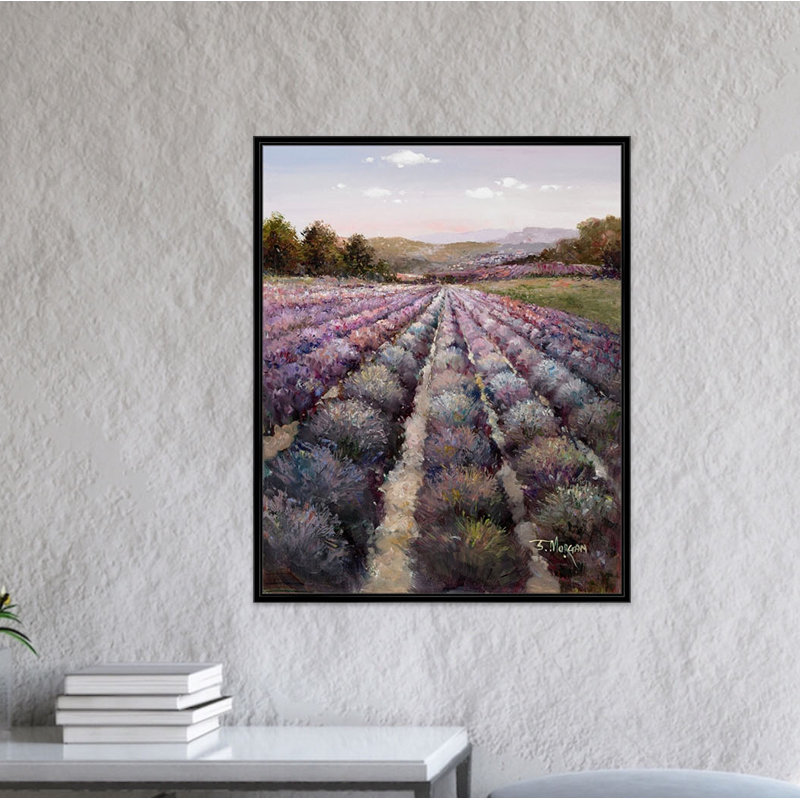 Lavender Fields Forever - cadre flottant, reproduction d'art sur toile, Noir