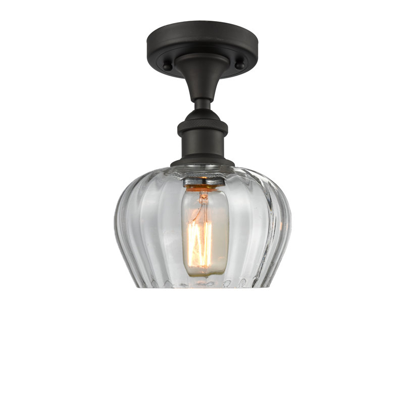 Plafonnier semi-encastré simple à dôme 6,5 po Patrina, Bronze huilé, Transparent, Ampoule DEL 6 watts Vinage
