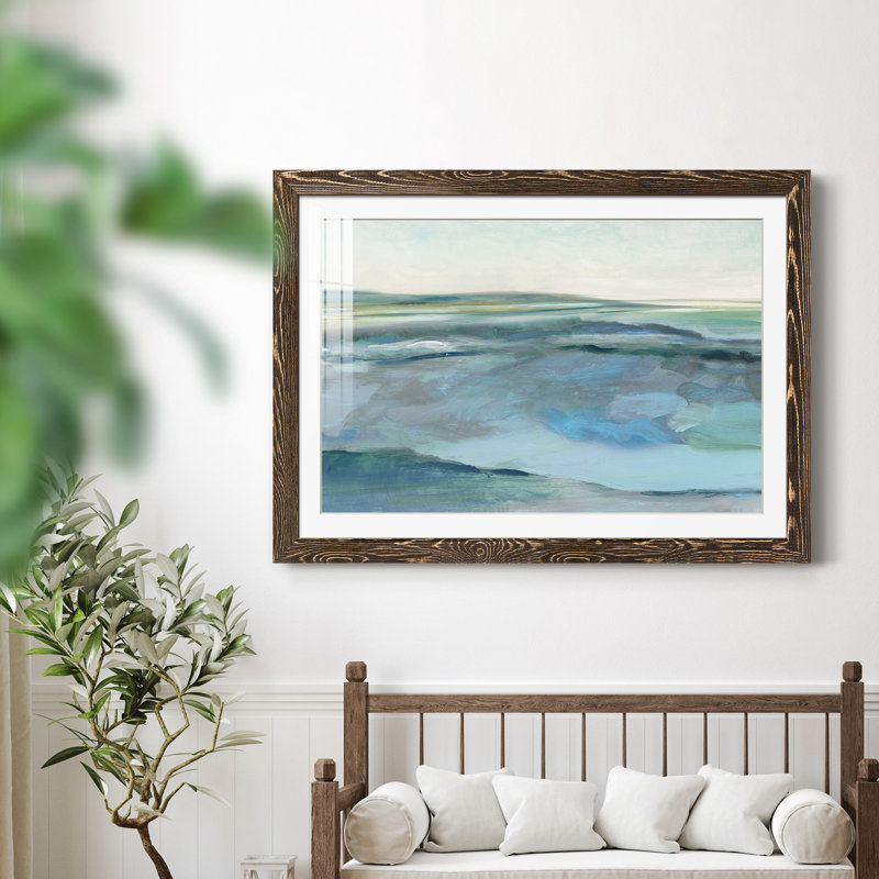 Marée basse - peinture encadrée, Encadré de bois de noyer, H 31,5 po x l 23,5 po x P 1,5 po